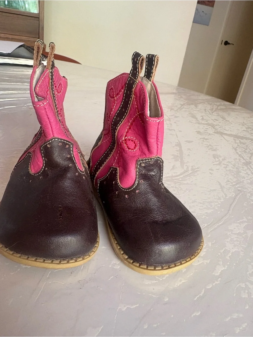 Leather Kids Pink and Black Western Booties - Stylish Toddler Shoes